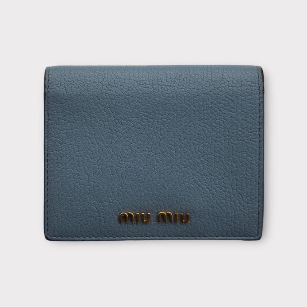 Miu Miu Light Blue Grain Wallet